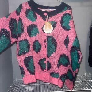 Umgee Pink and Green Patterned Cardigan